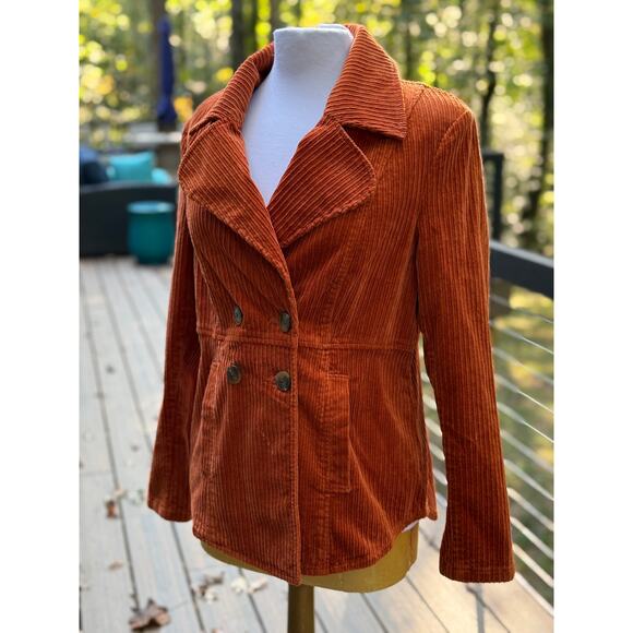 Cabi Rust Corduroy Jacket Style 4123 Wide Corduroy Double Breasted Blazer M - Picture 8 of 14